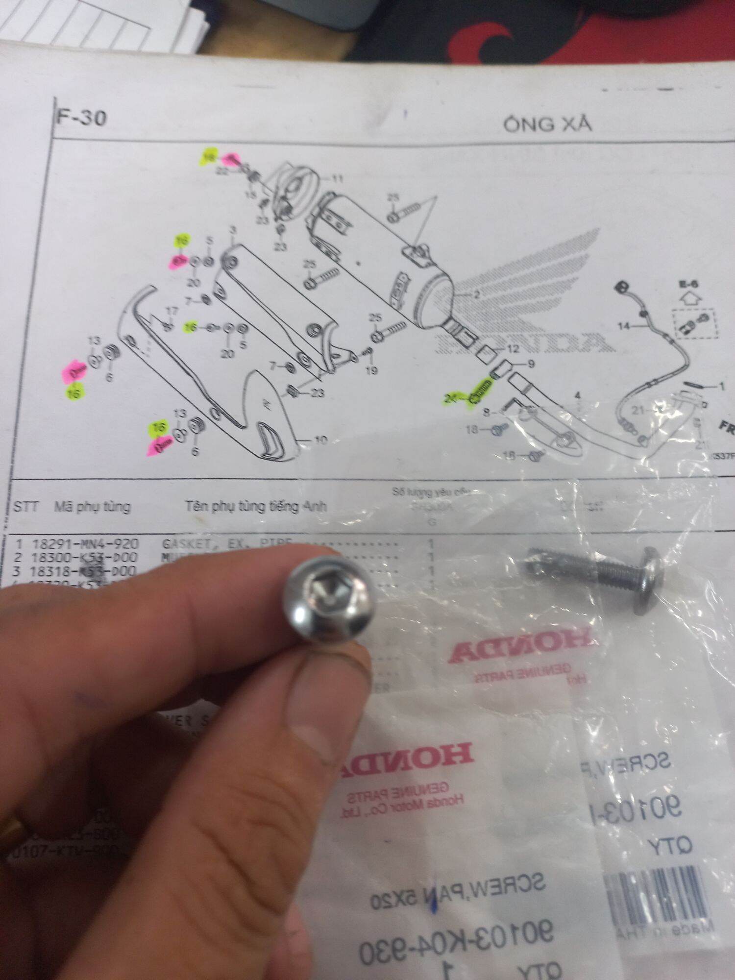Ốc vĩ pô sh , foza 300i 5ly20