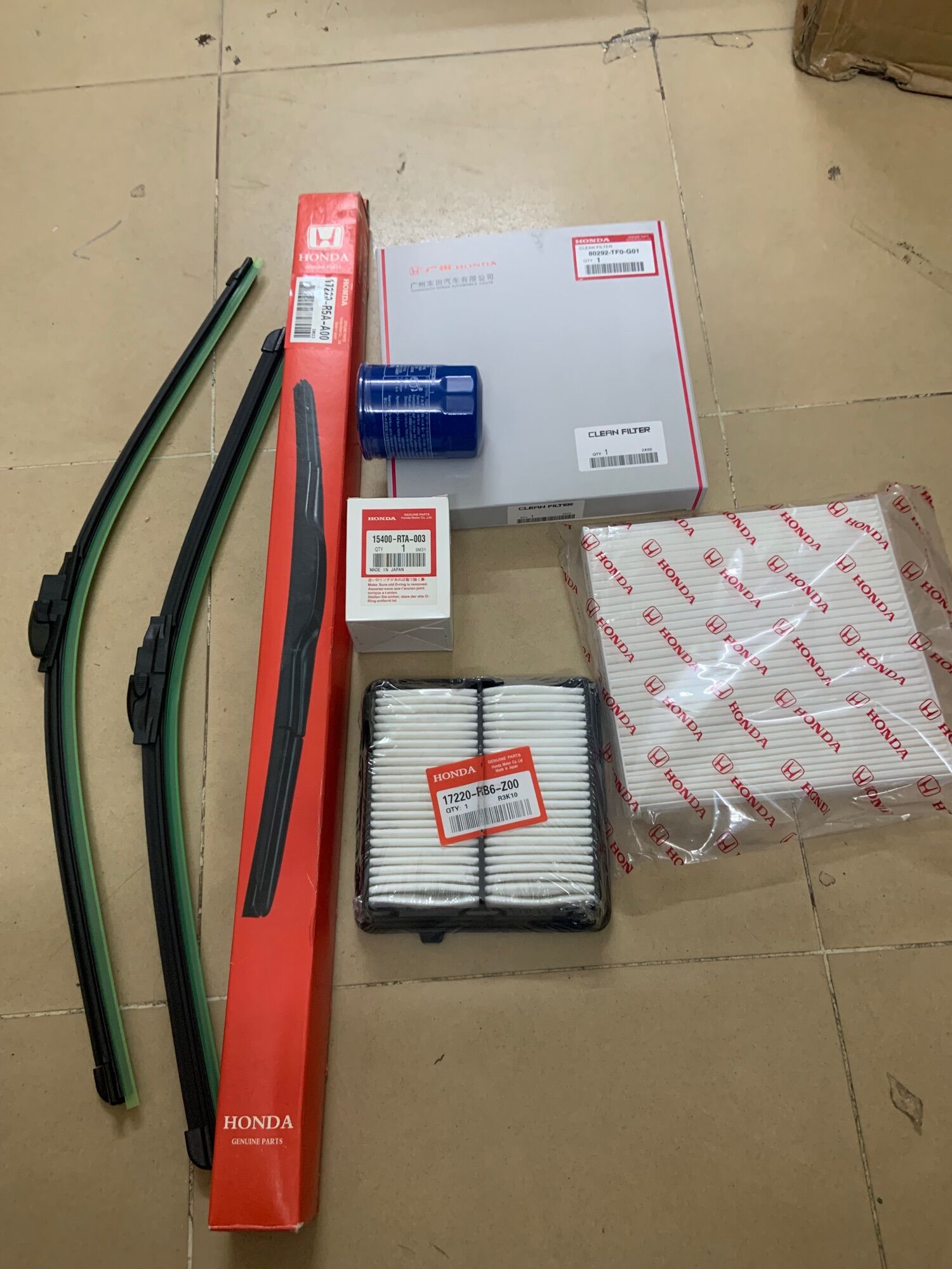 Combo 4 món honda brio - jazz - city lọc gió động cơ 17220-rb6-z00, lọc nhớt 1540-rta-003, loc điều hoà 80292-sbg-tf0, gặt mưa honda city 2016 ~ 2019