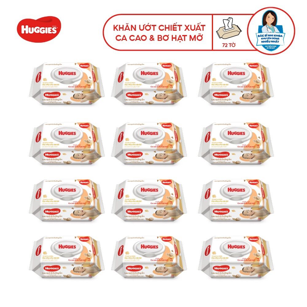 Khăn Ướt Huggies Cacao và Bơ Hạt Mỡ