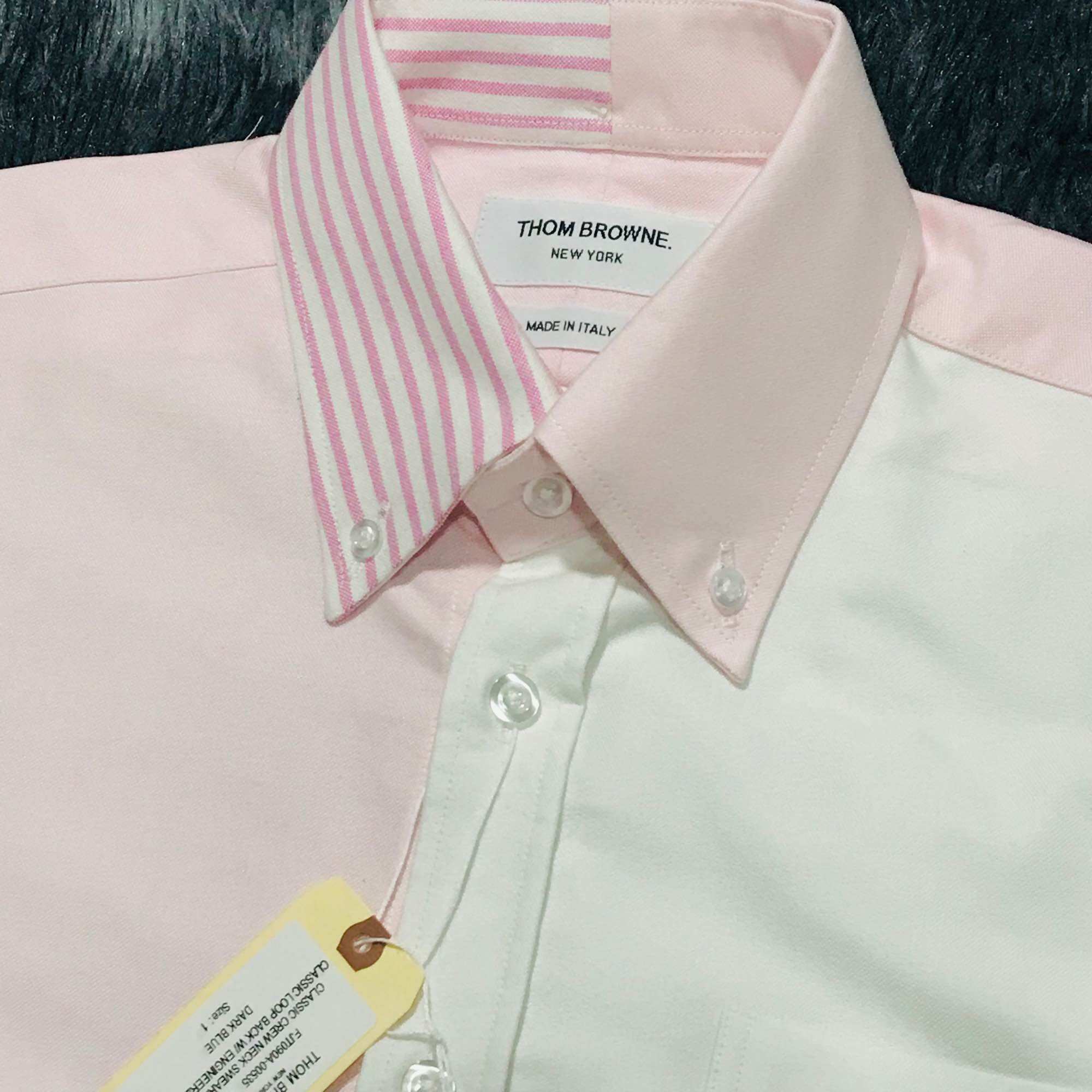 Áo sơ mi Thom Brown’ e 4 mãnh hồng trắng sọc cao cấp