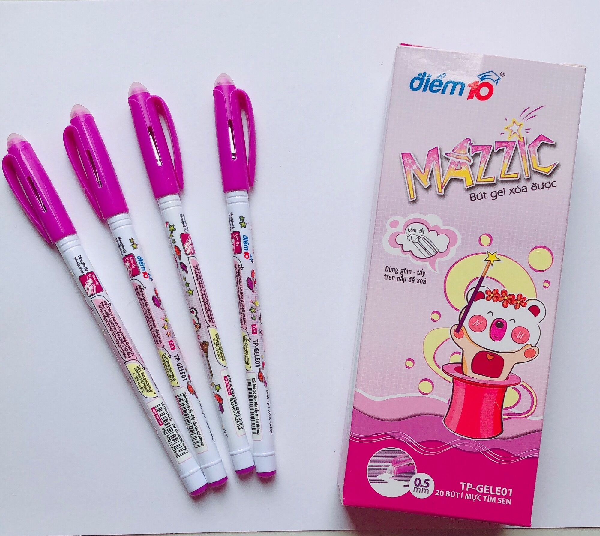 Combo 10 bút Gel Xóa Được Thiên Long TP-GELE01 - Mực Tím/Xanh