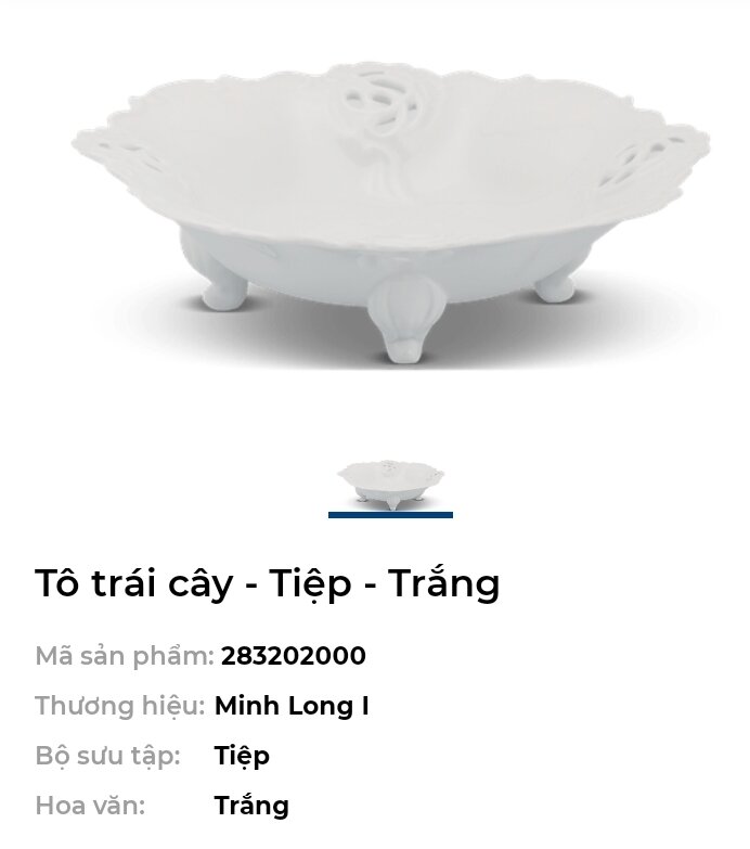 Tô trái cây Tiệp Khắc sứ trắng Minh . Long