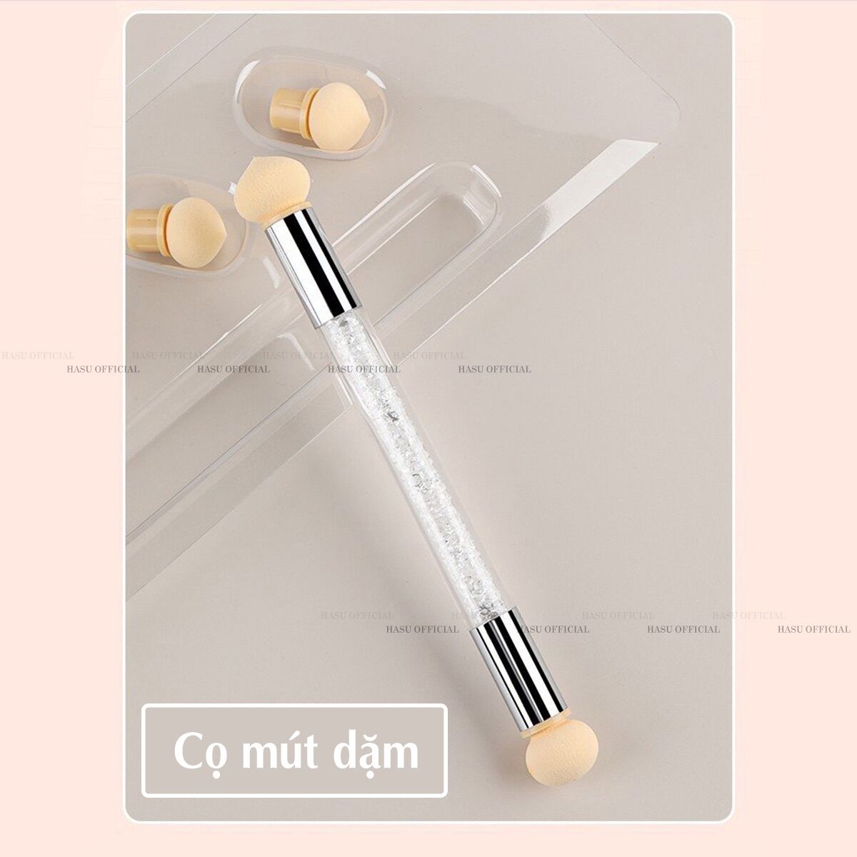 Bộ mút dặm ombre 2 đầu cán đá