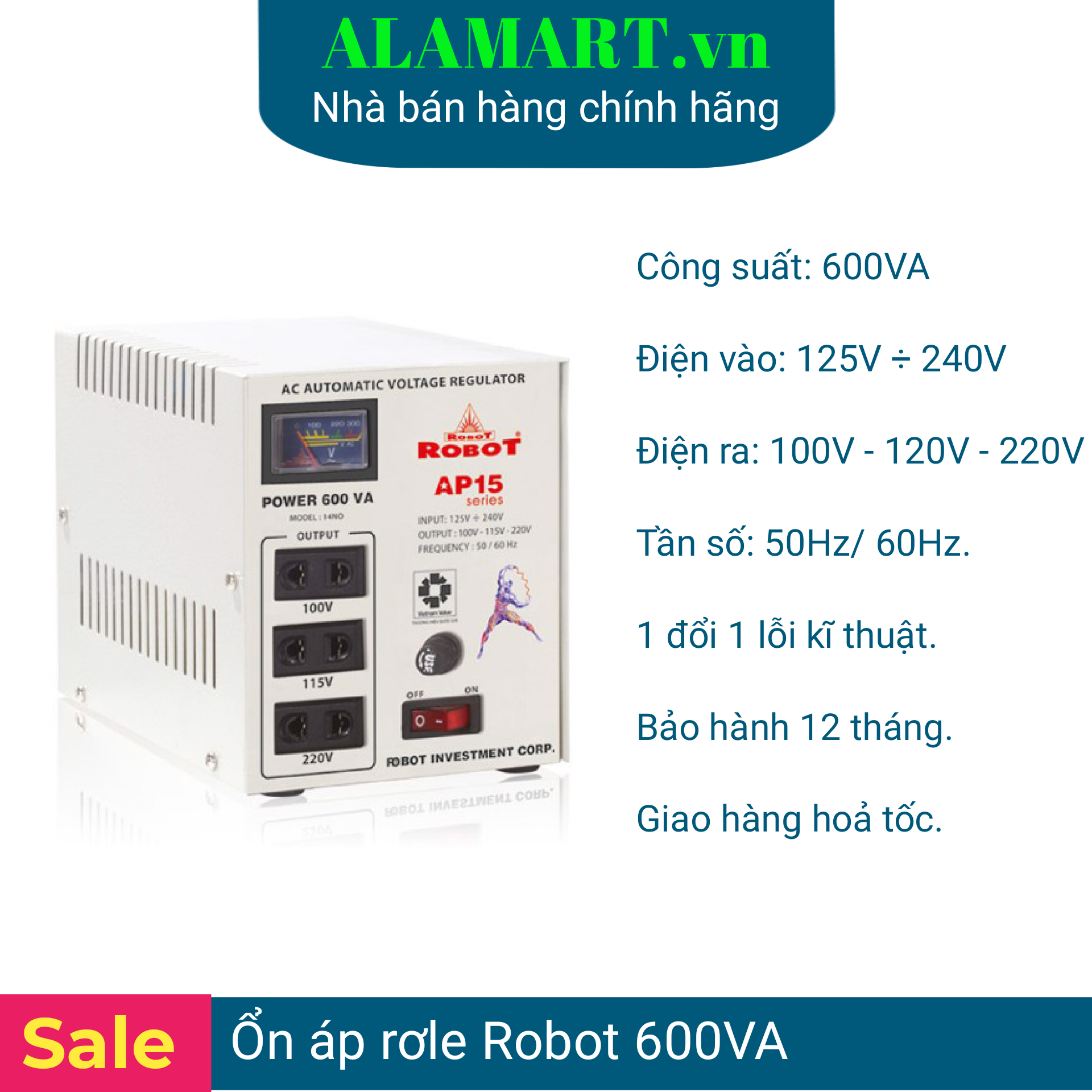 Ổn áp rờ le 600va