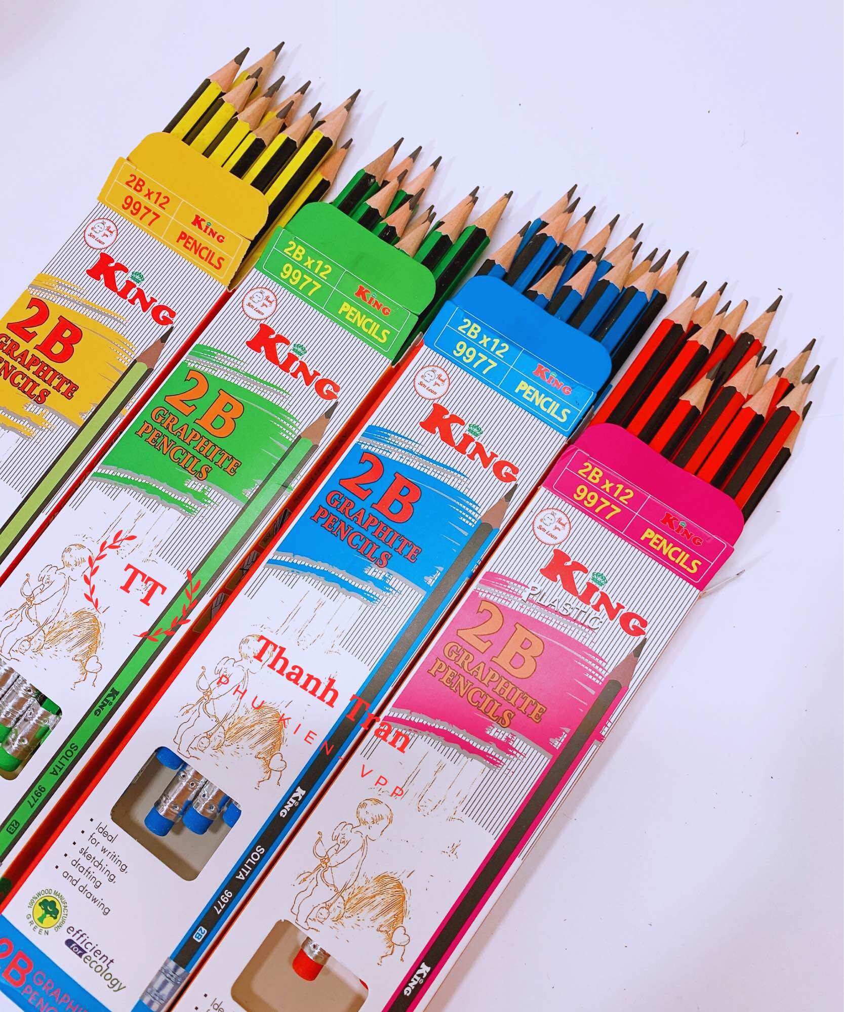 Hộp 12 cây bút chì gỗ 2b king 9977