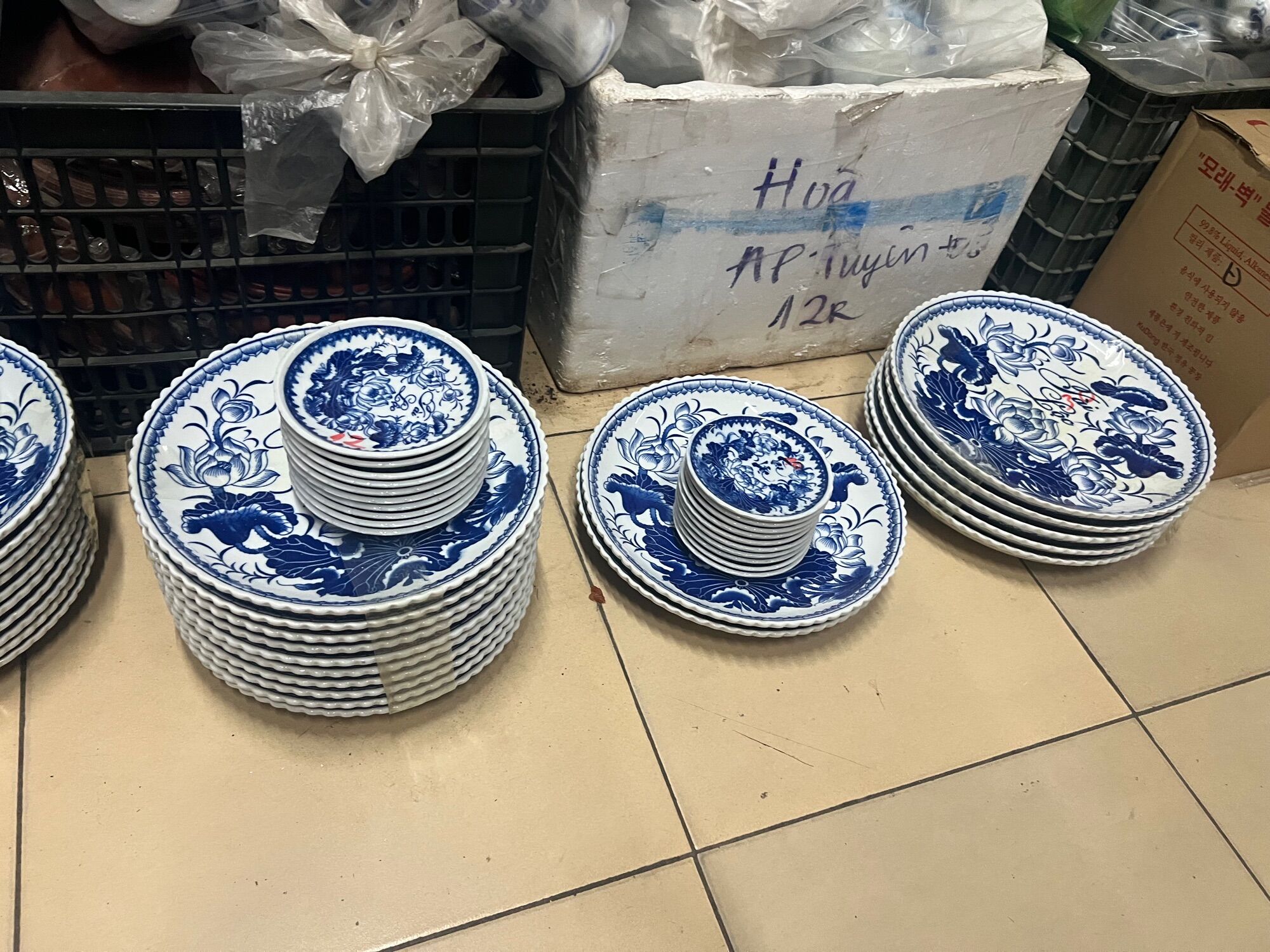 Đĩa thờ men lam, đĩa để để hoa quả: 10-12-14-16