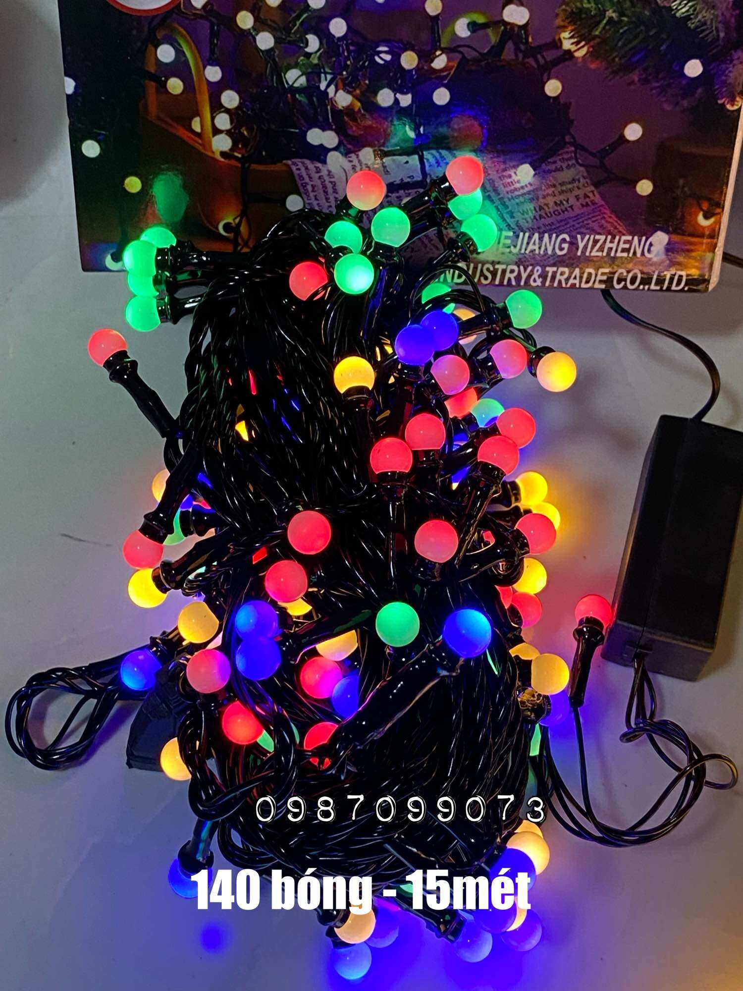 Dây đèn chớp led trang trí bi đục tròn 140 bóng