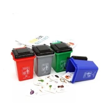 Hộp đồ chơi phân loại rác bảo vệ môi trường - 4 thùng rác 108 thẻ