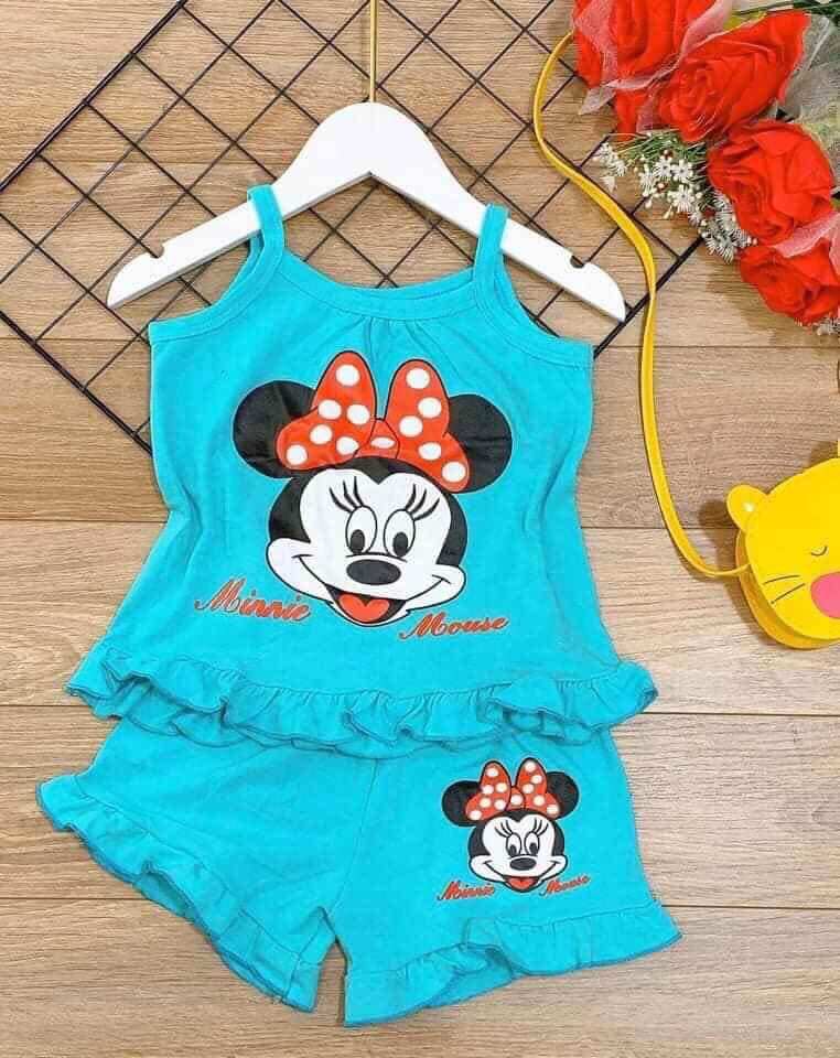 Combo 4 bộ 2 dây Mickey thun cotton cho bé gái từ 5-20kg, 1-5 tuổi