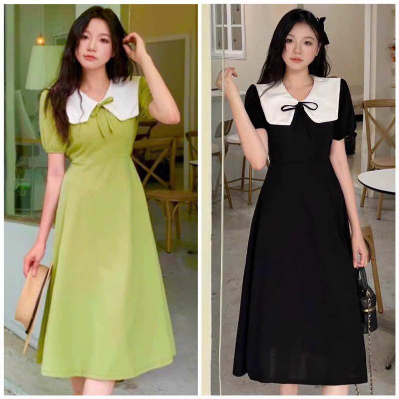 Đầm suông cổ thuỷ thủ trắng 2 màu