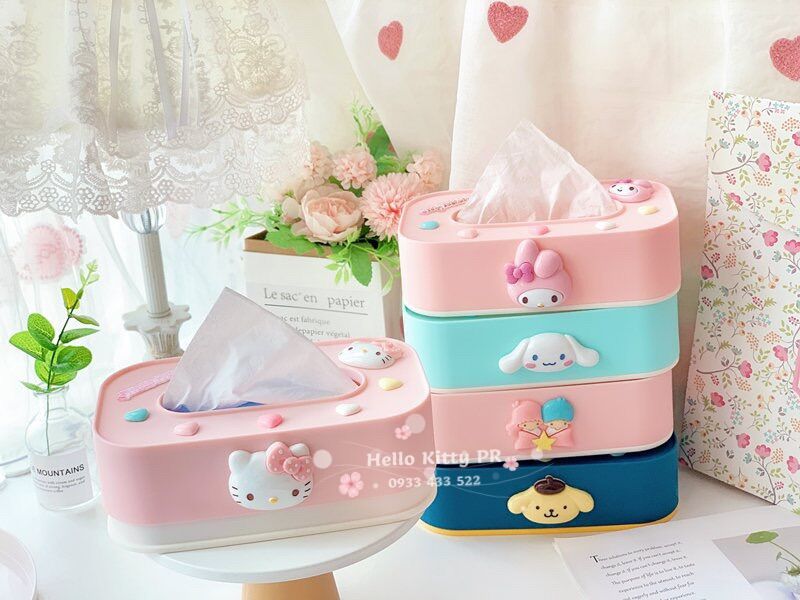 HỘP ĐỰNG KHĂN GIẤY HELLO KITTY - DORAEMON