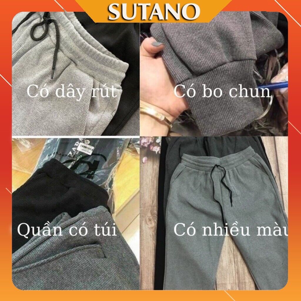 Quần jogger nữ len tăm bo gấu