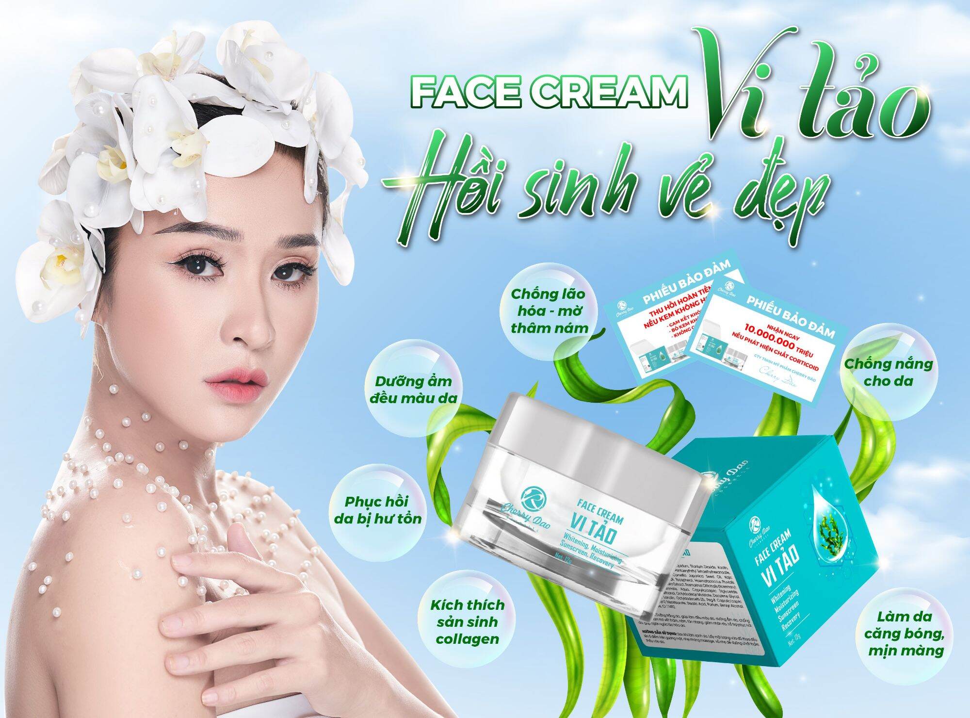 Kem dưỡng da face vi tảo làm mờ thâm nám đều màu da,se khít lỗ chân lông chống lão hóa