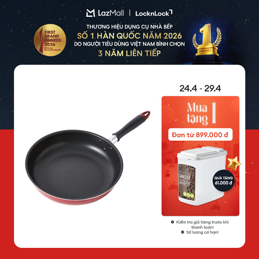 Chảo nhôm chống dính LockLock Leve Line-UpLLP1263 26cm - Màu đỏ