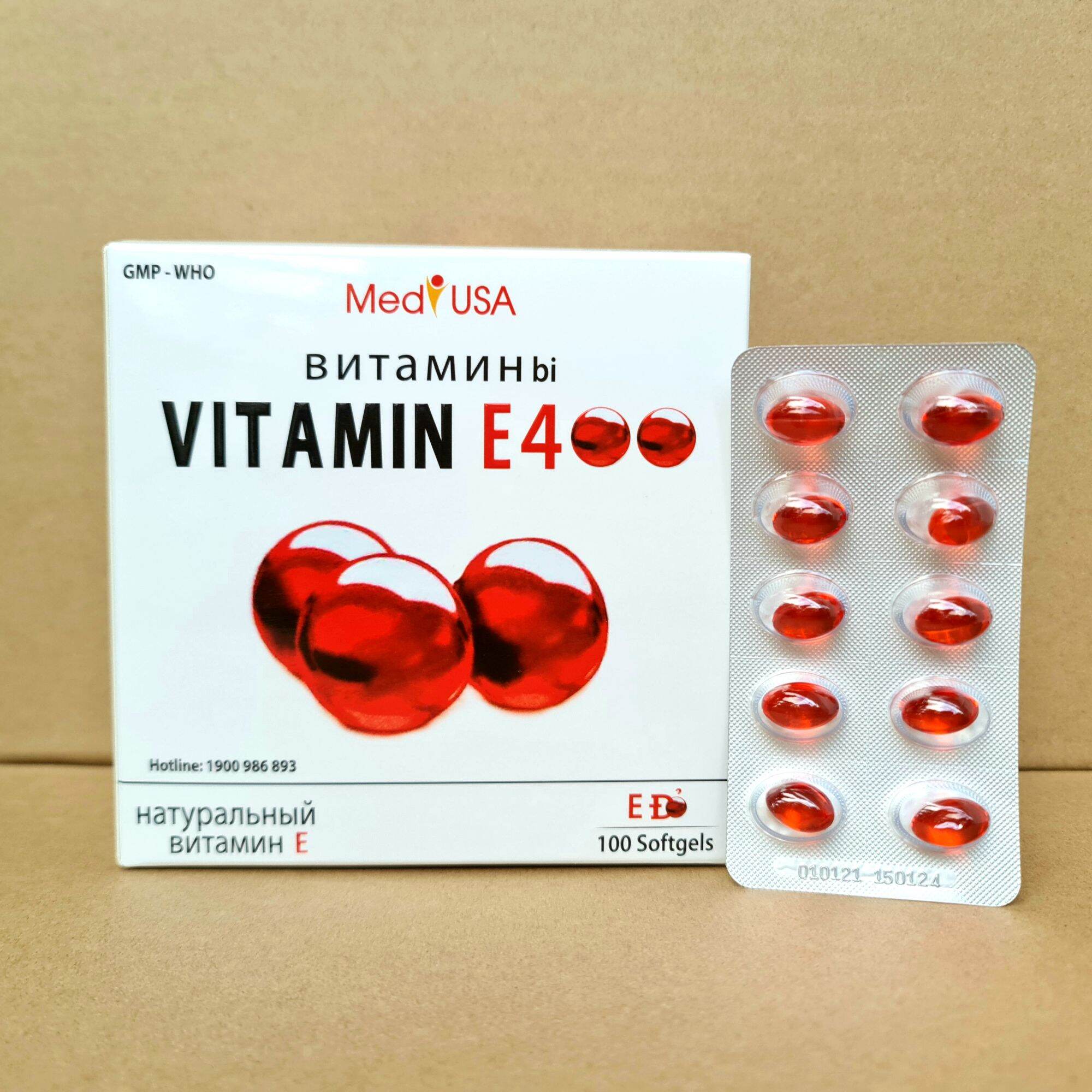 Viên uống vitamin E 400 đẹp da, sáng da, hạn chế lão hoá da hộp 100 viên cao cấp