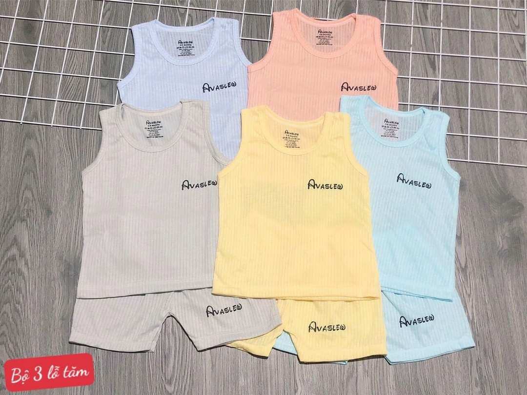 Bộ ba lỗ cotton giấy cho bé trai và bé gái 4-8kg