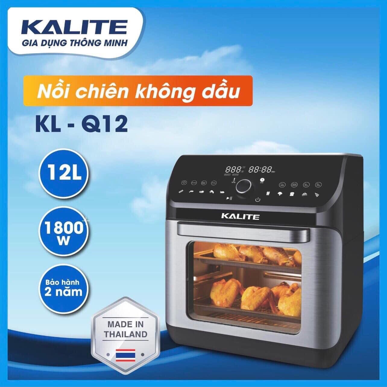 Nồi chiên không dầu kalite q12 - tặng bình xịt dầu + kẹp bánh - made in thailand