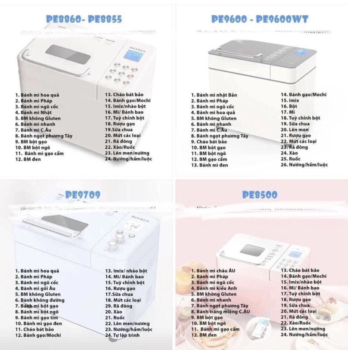 (Sỉ ) Máy làm bánh mỳ petrus 9709