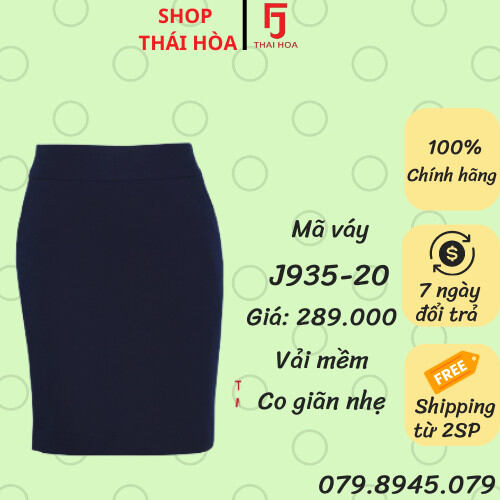 Chân váy Thái Hòa màu xanh đen  vải mềm co giãn nhẹ J935-20
