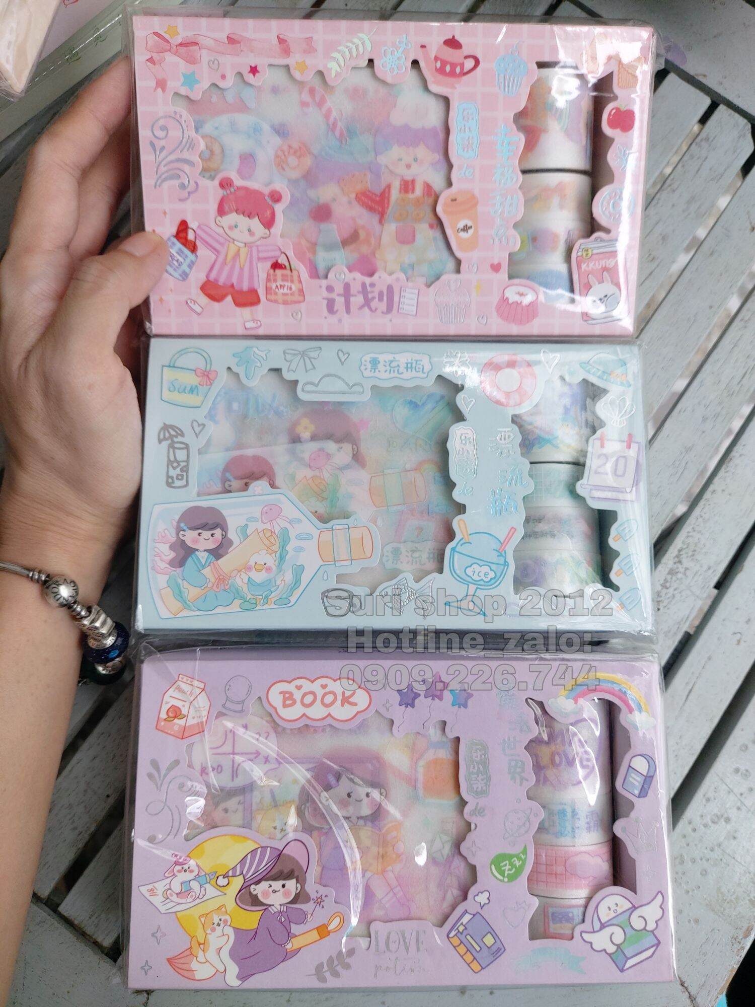 Hộp washi + ticker hình siêu lung linh dễ thương
