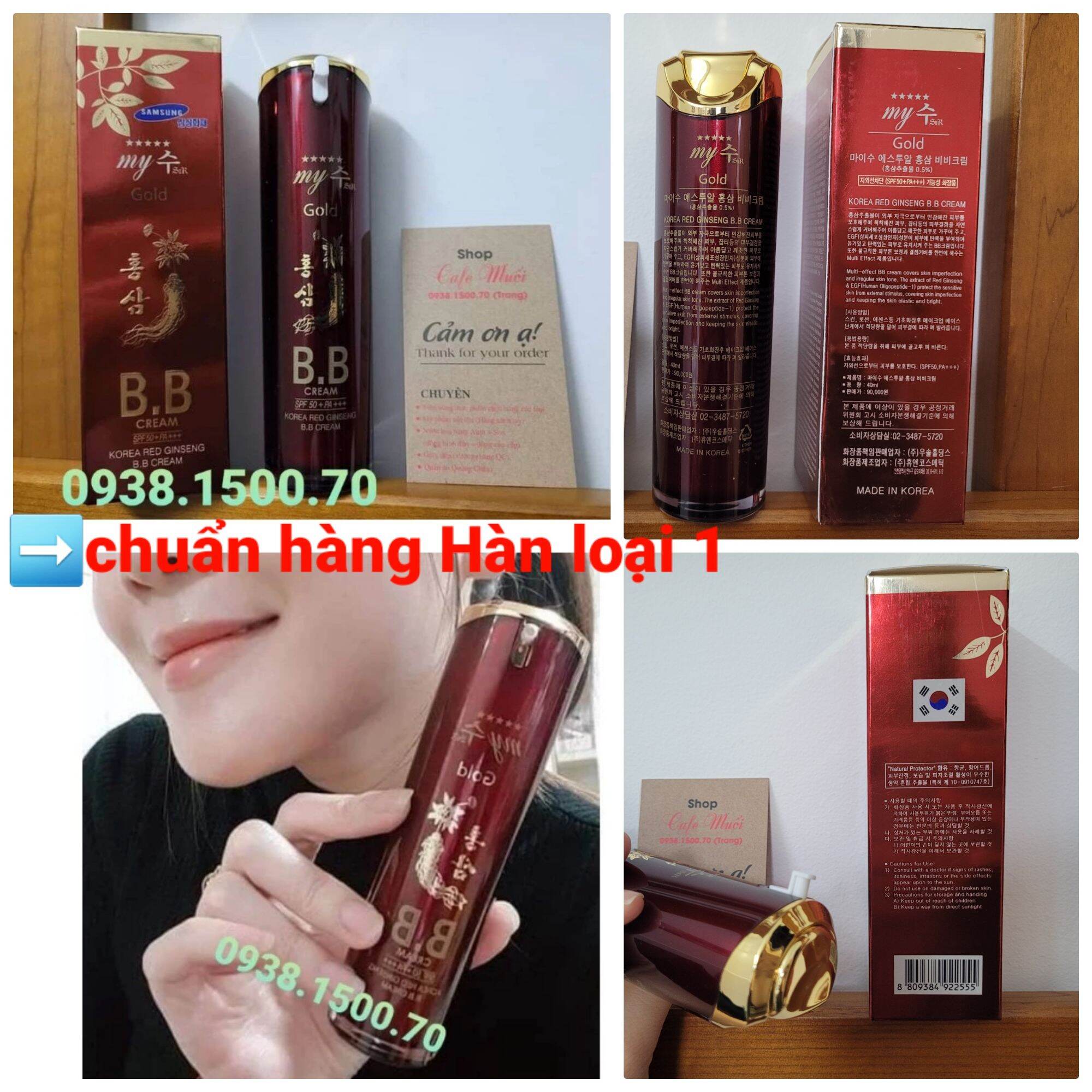 Kem lót nền chống nắng bb cream hồng sâm đỏ my gold hàn quốc spf45 pa++