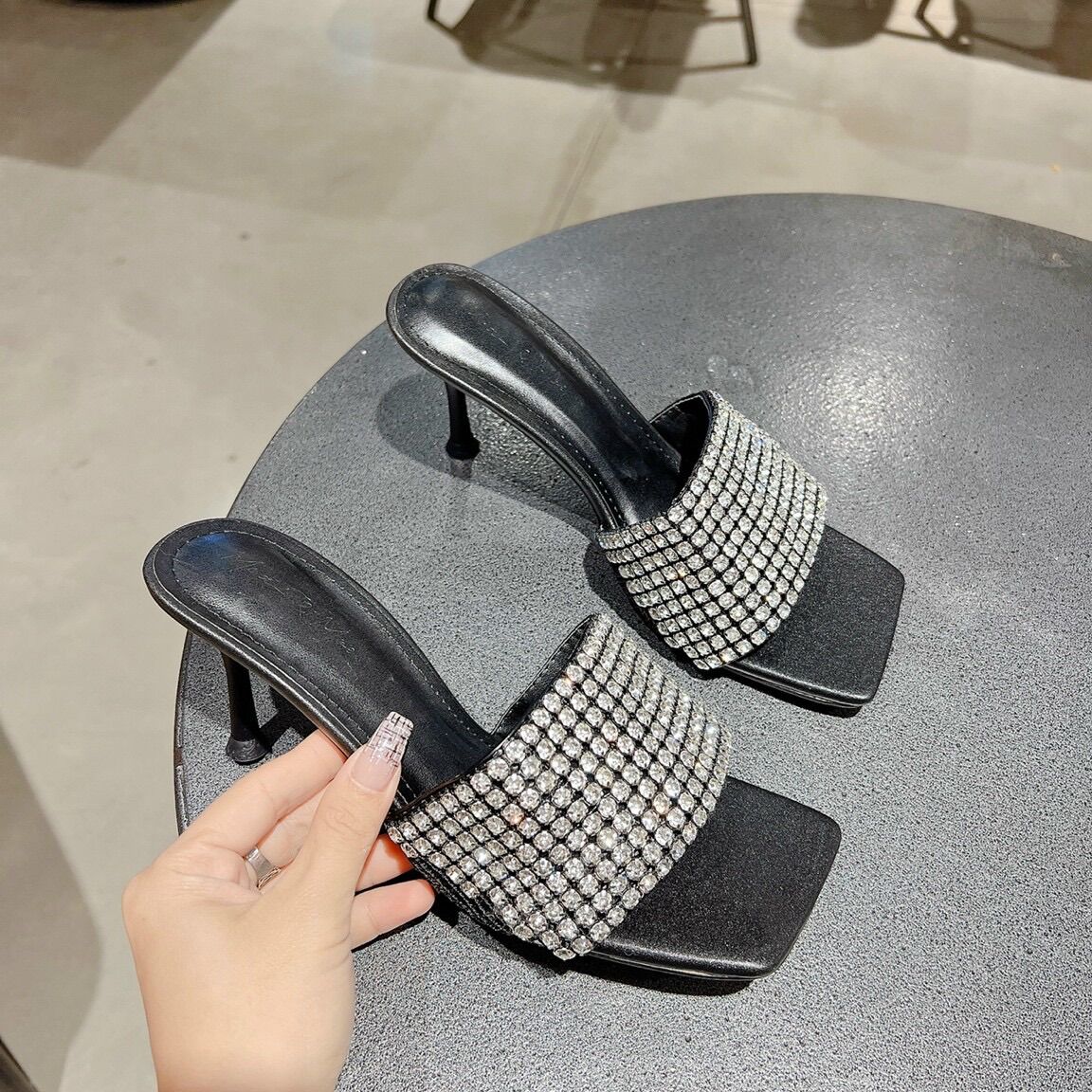 [MUA 1 TẶNG 1 ] Cao gót đính đá siêu xinh luôn kèm HÌNH THẬT cao 7 phân (tặng quà+HỘP)