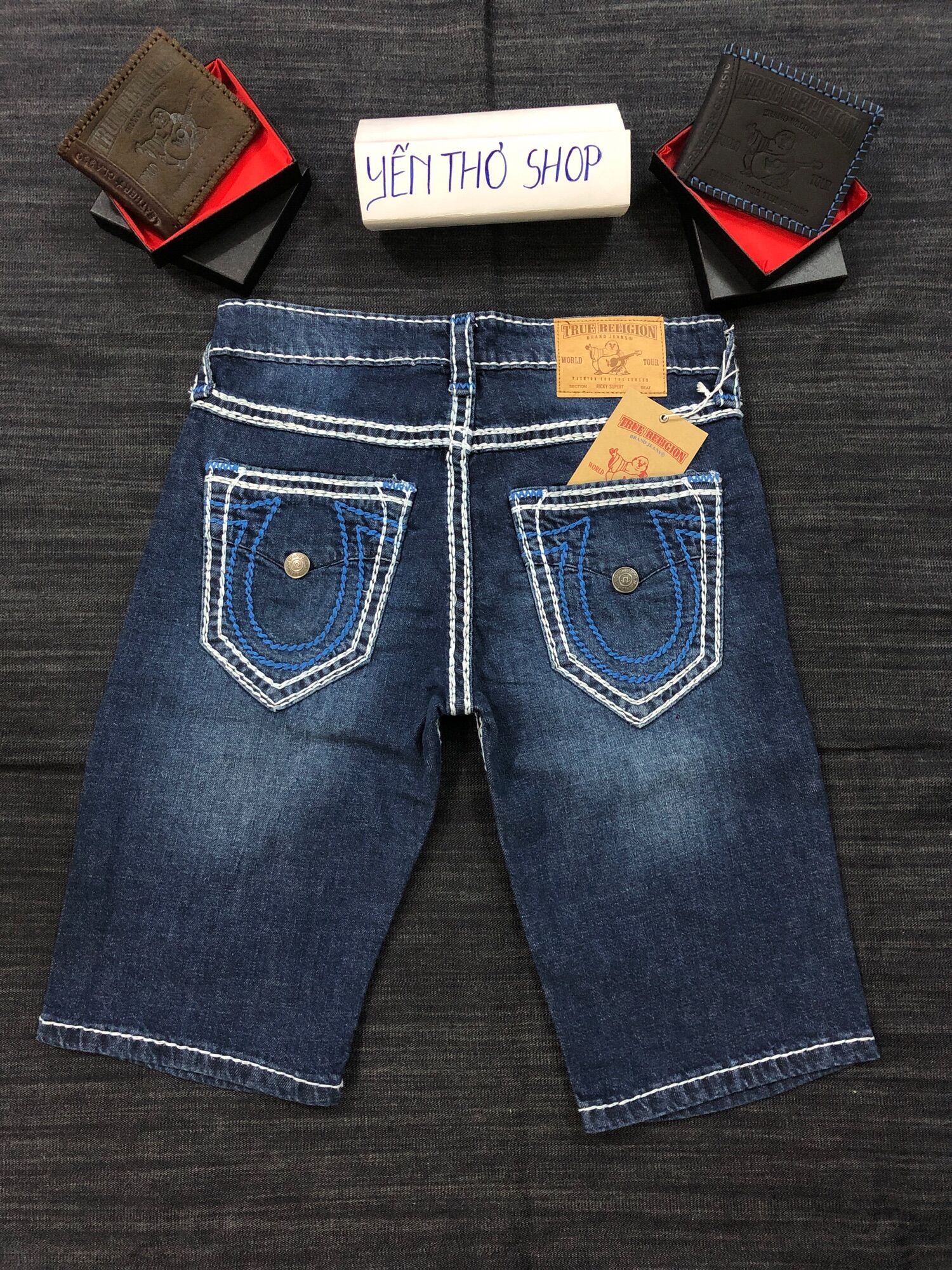 Quần jean nam lửng 🎁 tặng nón địa🎁 mẫu ông địa chỉ nổi túi giả hộp