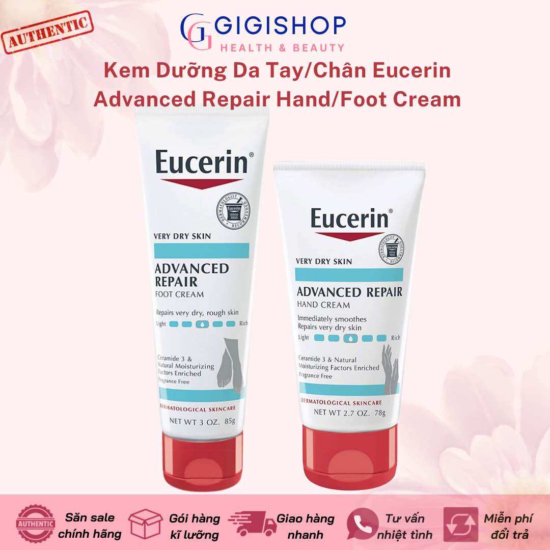  Kem Dưỡng Da Tay Chân Dành Cho Da Khô Eucerin Advanced Repair Hand Cream  Foot Cream  Bill USA  