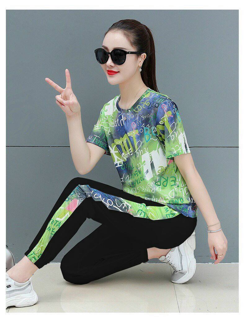 Đồ bộ nữ in họa tiết chữ 3D cao cấp