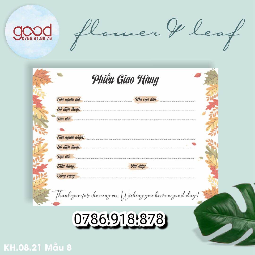 Combo 50 tờ phiếu ship mẫu hoa lá cổ điển