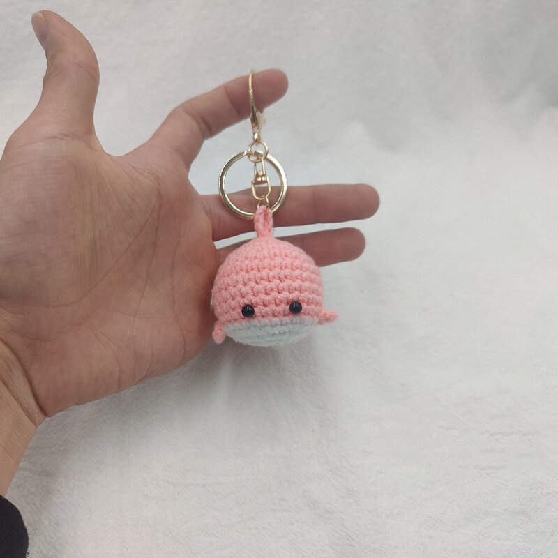 Hoạt Hình Cá Voi Nhỏ Móc Khóa Handmade Móc Mặt Dây Chuyền Unisex Túi Đựng Xe Phụ Kiện Nhỏ Đồ Chơi Len Đồ Trang Trí DIY Làm Quà Tặng