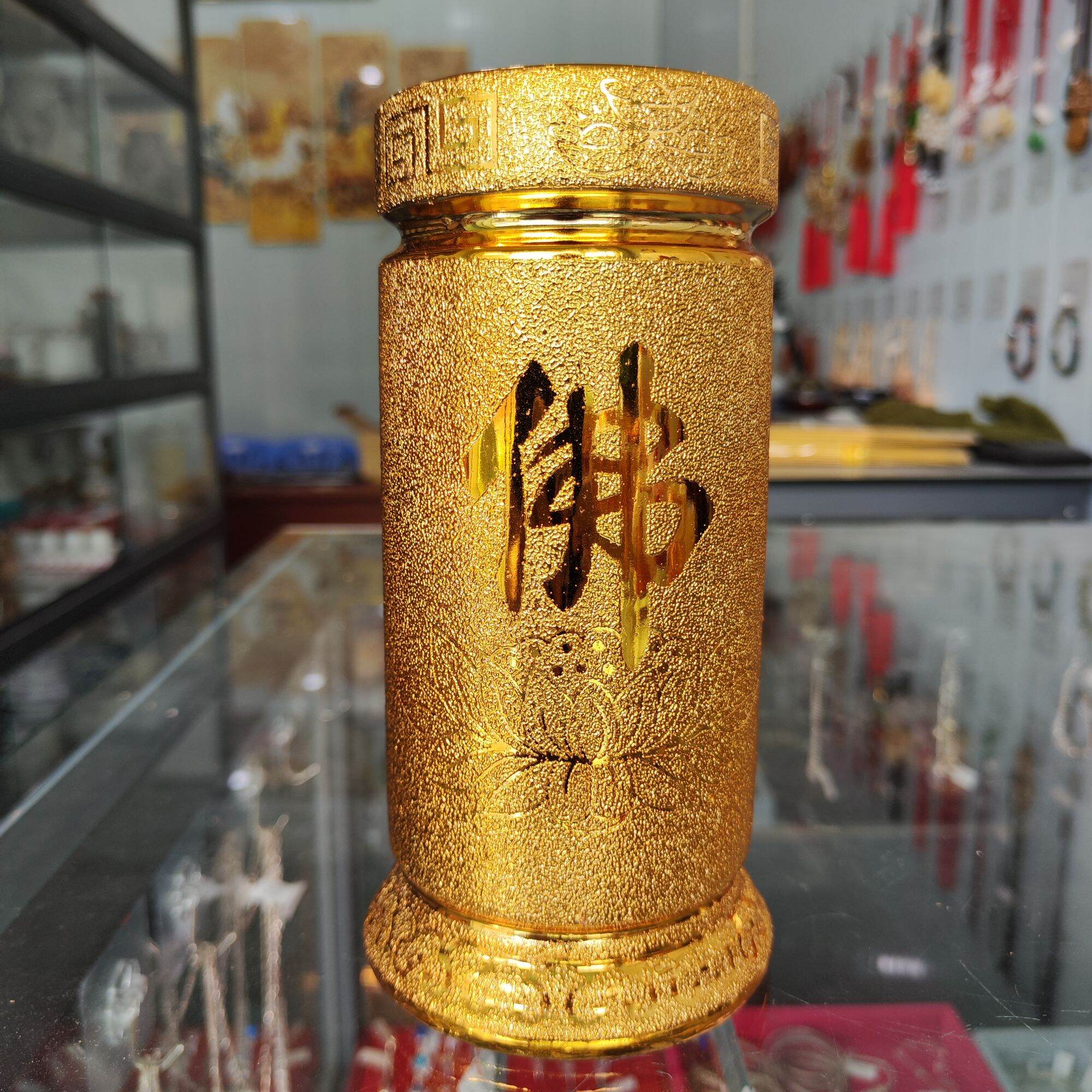 Bộ Thờ Cúng Bình, Dĩa, Lư, Áng 5 Kim Sa Vàng