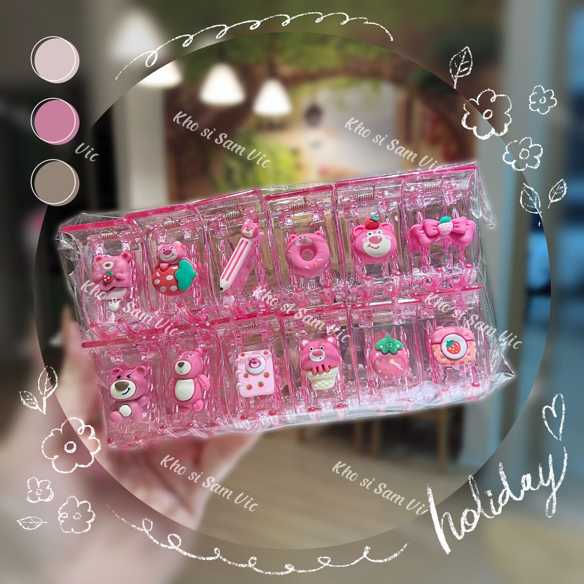 Set 12 kẹp càng cua 5 răng gấu dâu lotso