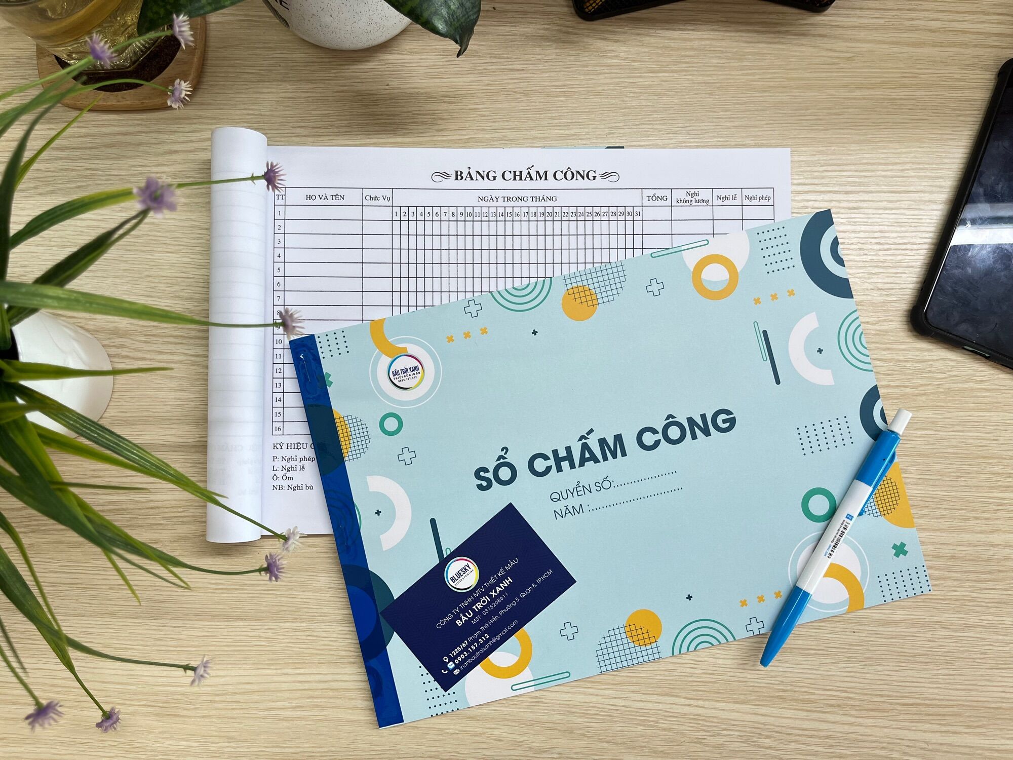 Sổ chấm công khổ A4 , giấy dày, 50 tờ/quyển