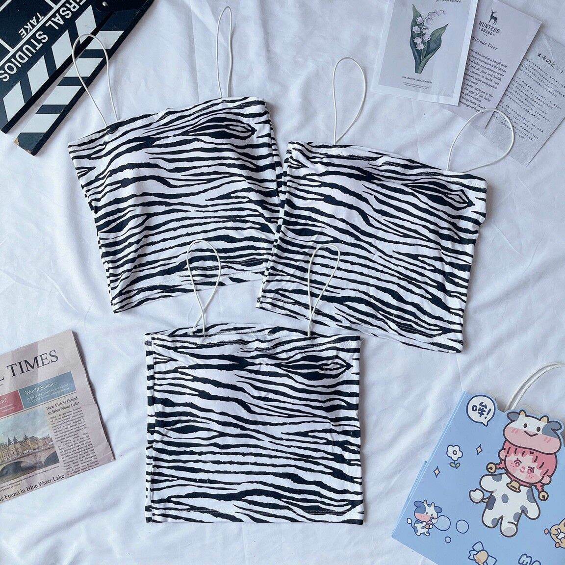Áo croptop 2 dây ngựa vằn