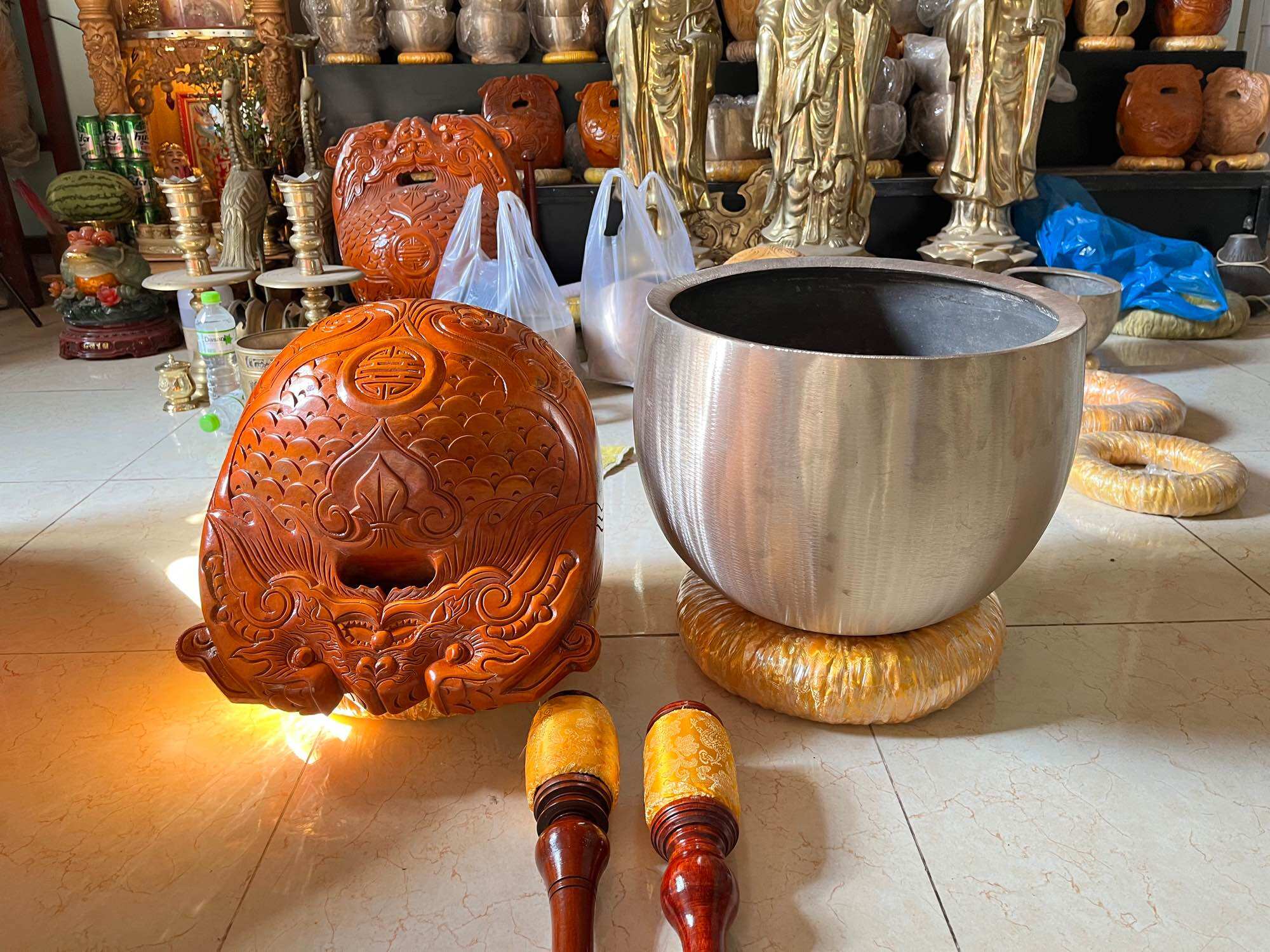 chuông đồng 5tay dk 35cm