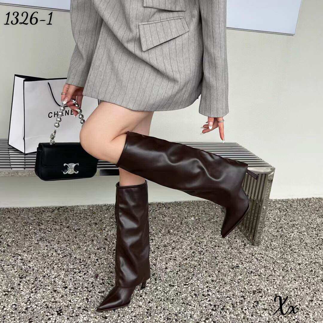 Boot cao gót da nhúm dáng cao bụng chân - cao cấp