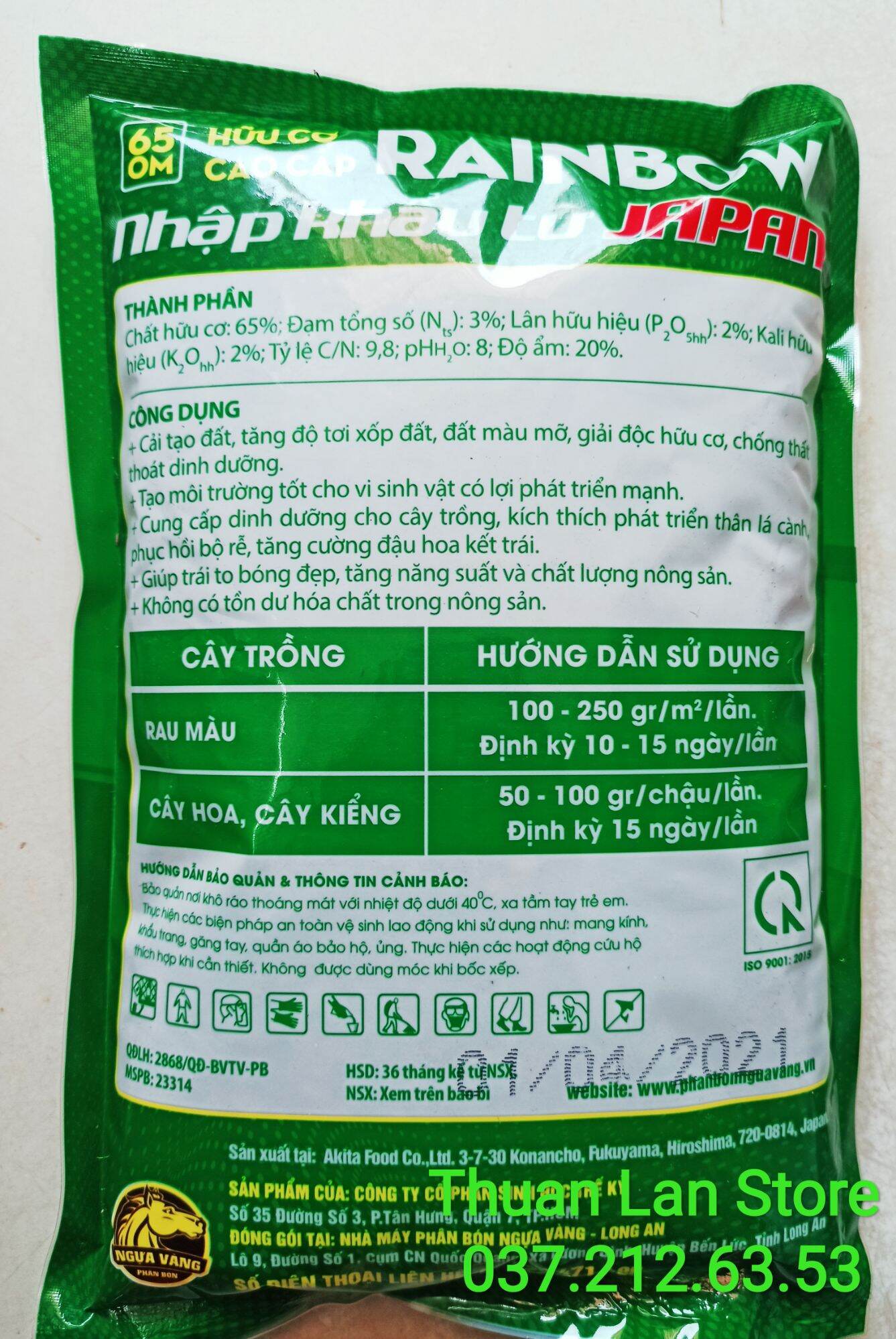 Phân Hữu Cơ RAIN BOW Nhập Từ Japan gói 1kg