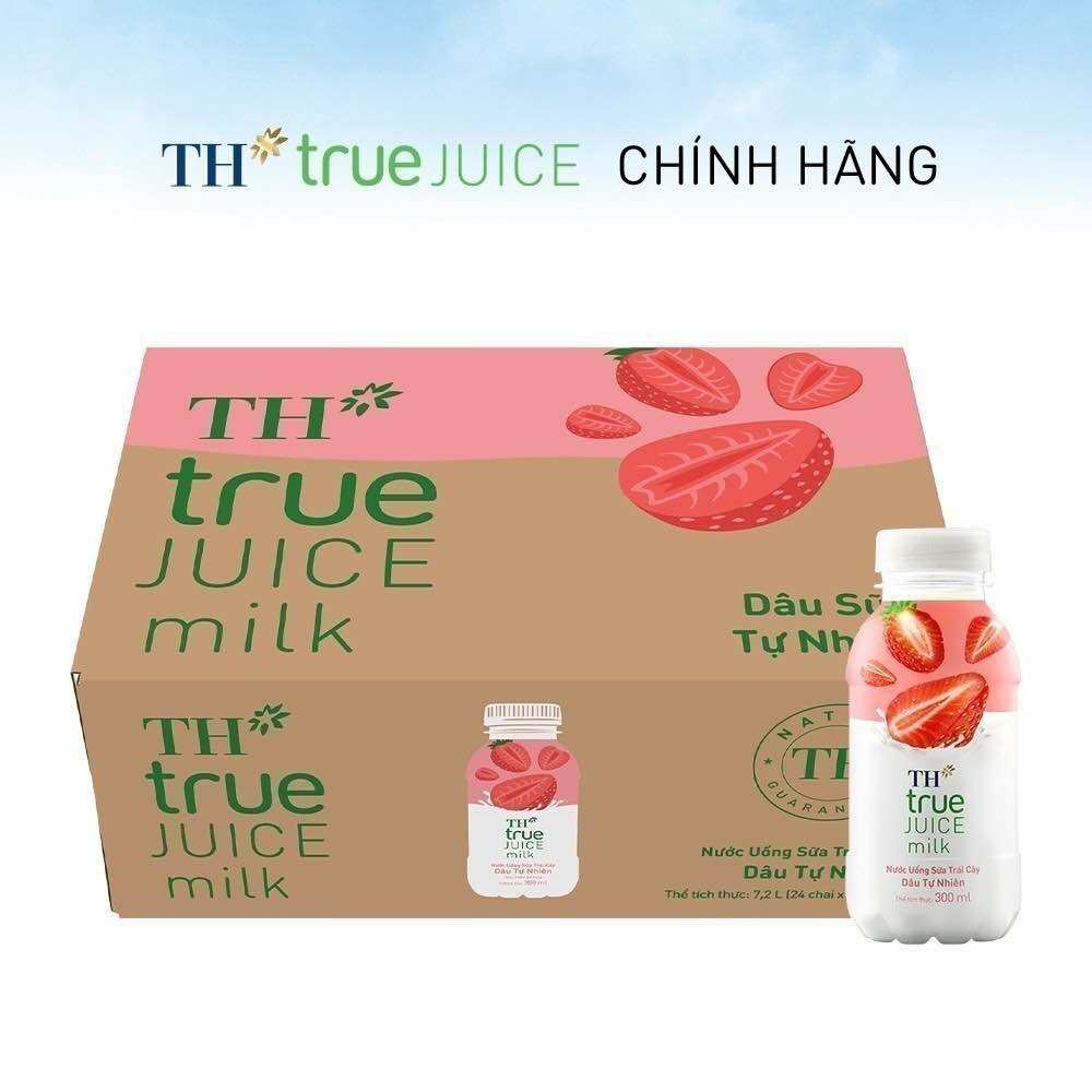 [Vocher 15%] Sữa Trái Cây 300ml Hương Dâu TH Milk