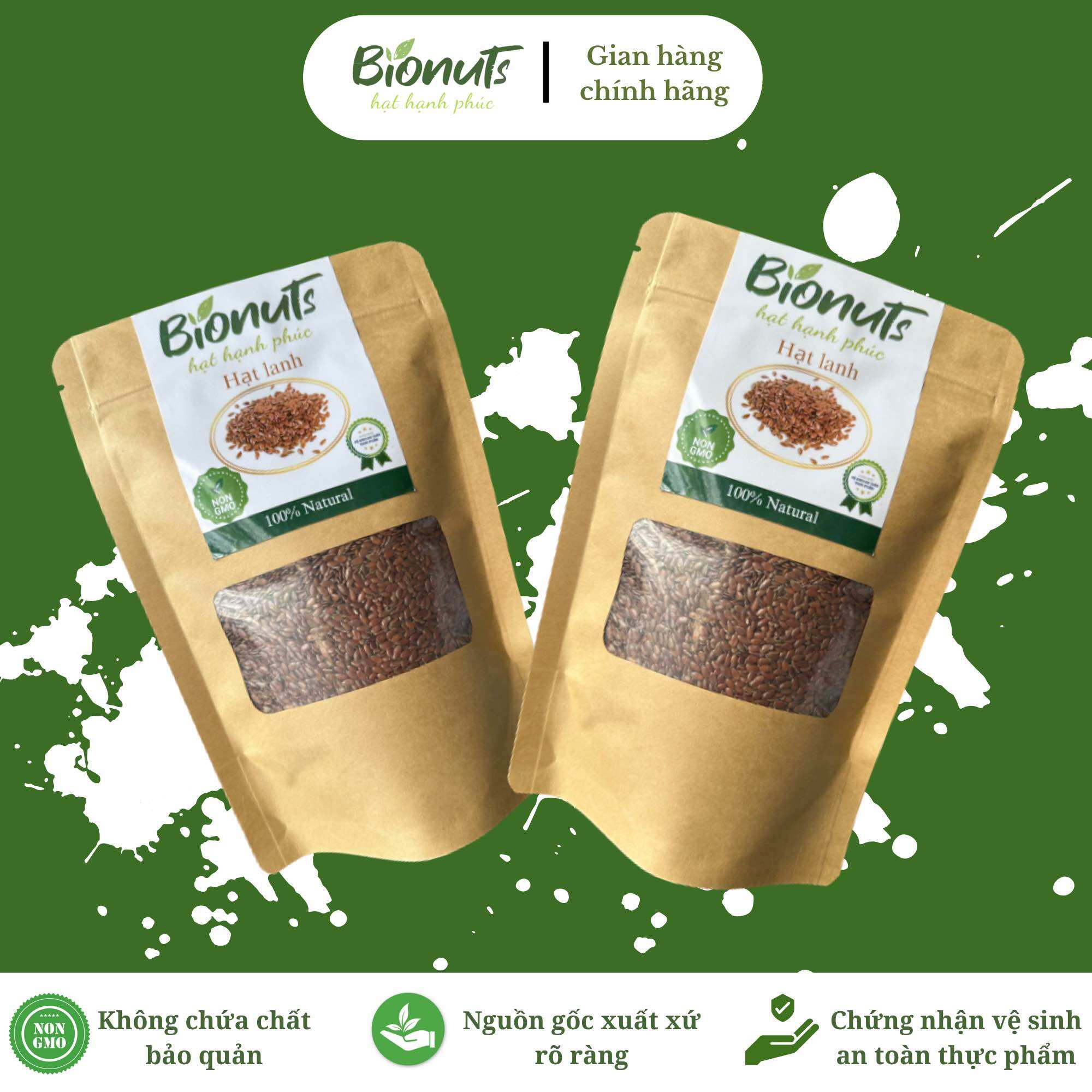 Hạt lanh nâu bionuts sống 200g nhập khẩu canada - hạt lanh ủ tóc, đắp mặt nạ, nấu sữa hạt…