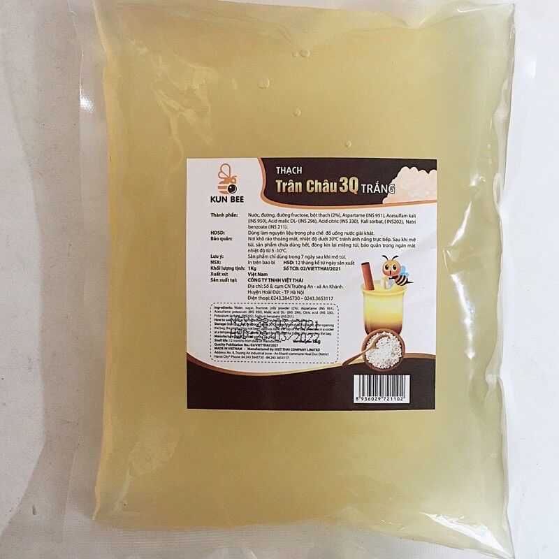 Thạch trân châu 3Q Kun Bee 1kg Trắng