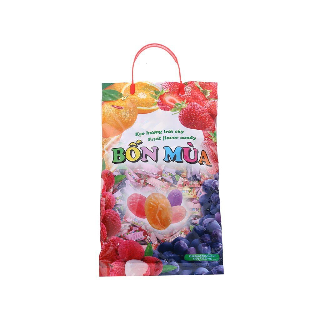 Kẹo trái cây Bốn Mùa quai xách 650g.