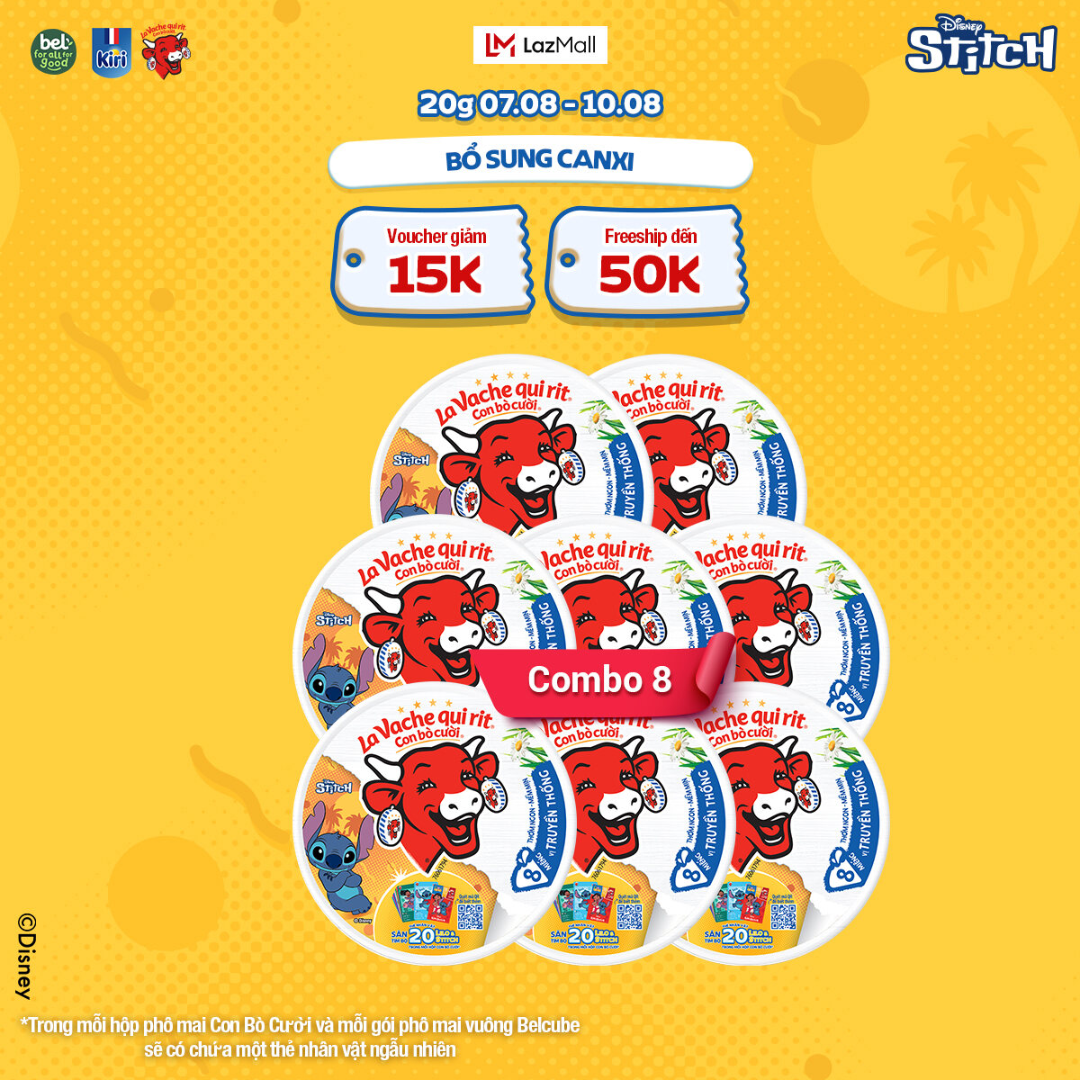 Combo 8 Phô mai con bò cười 8 miếng 112G