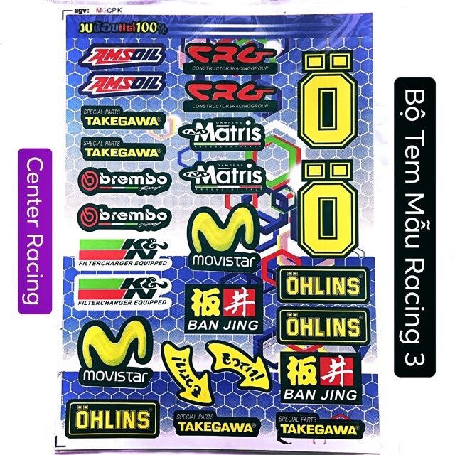 Bộ tem logo xe máy mẫu racing 3
