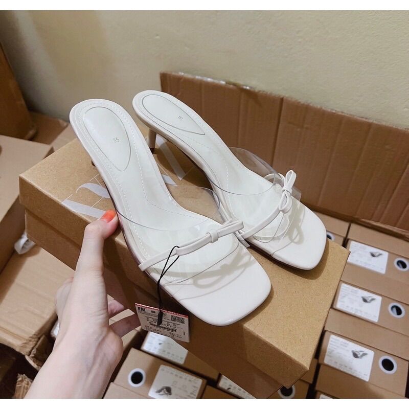 Guốc ZR 5cm quai trong dây nơ mini [Full box - hàng sẵn ạ]