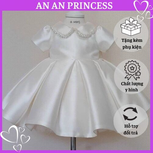 Đầm tiểu thư AN AN PRINCESS cổ sen full màu sang chảnh cho bé 7-25kg kèm cài
